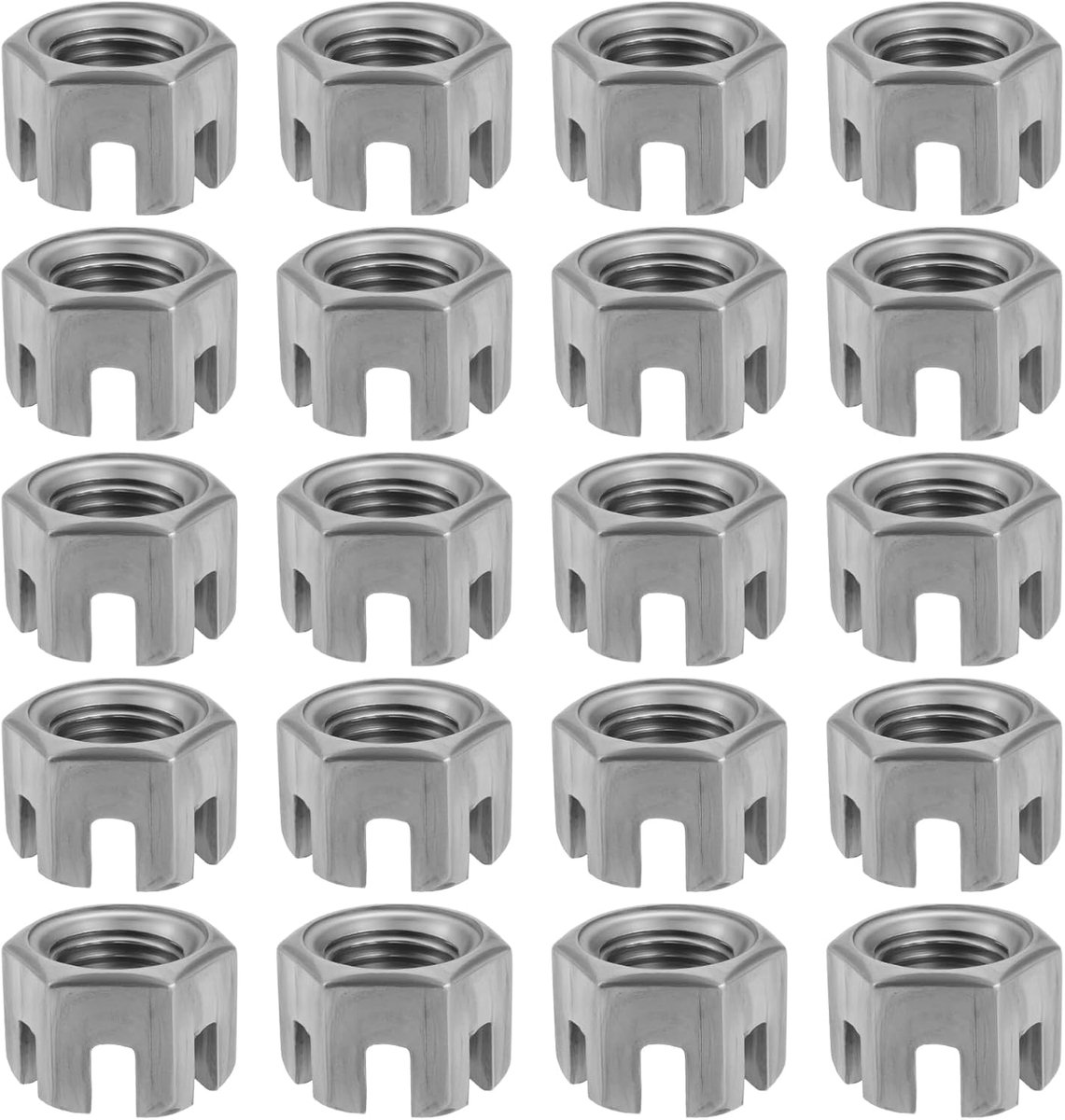 20 Stks M14x1.5mm Zeshoek Slotted Moer Grade 4.8 Koolstofstaal Hex Kasteel Moeren Voor Mechanische Industrie Garage Home Meubels Bevestigingsmiddelen