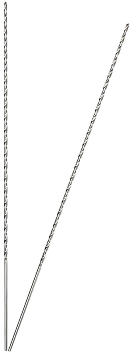 200 mm x 2 mm lange houtboor, 2 stuks, extra lange boor, snelwerkende stalen spiraalboor, hout voor het boren van hout, aluminium en kunststof (zilver)