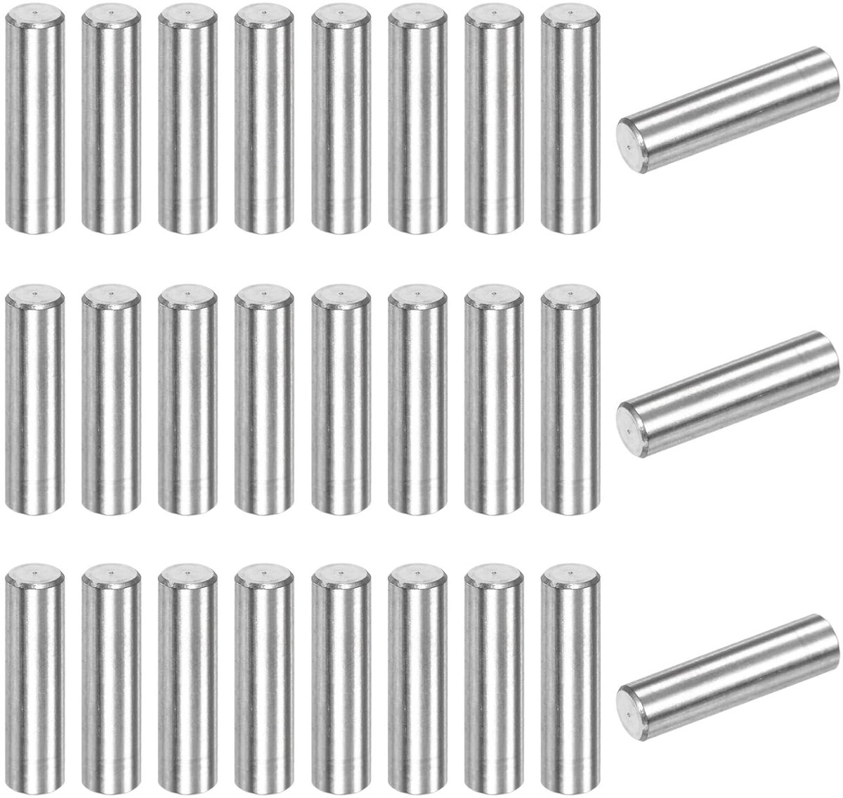 50-pack cilindrische bouten 3 x 12 mm, 304 roestvrij stalen bevestigingselementen voor houders voor metalen apparaten, steunpen voor cilindrische planken [zilverkleur]