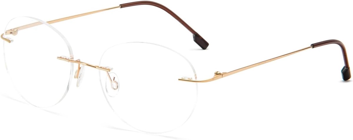 Ronde Randloze Leesbril Super Licht Titaniumlegering Leeshulp Voor Dames En Heren Zwart Zilver Paars Dioptrie 1,0 1,5 2 2,5 3 3,5