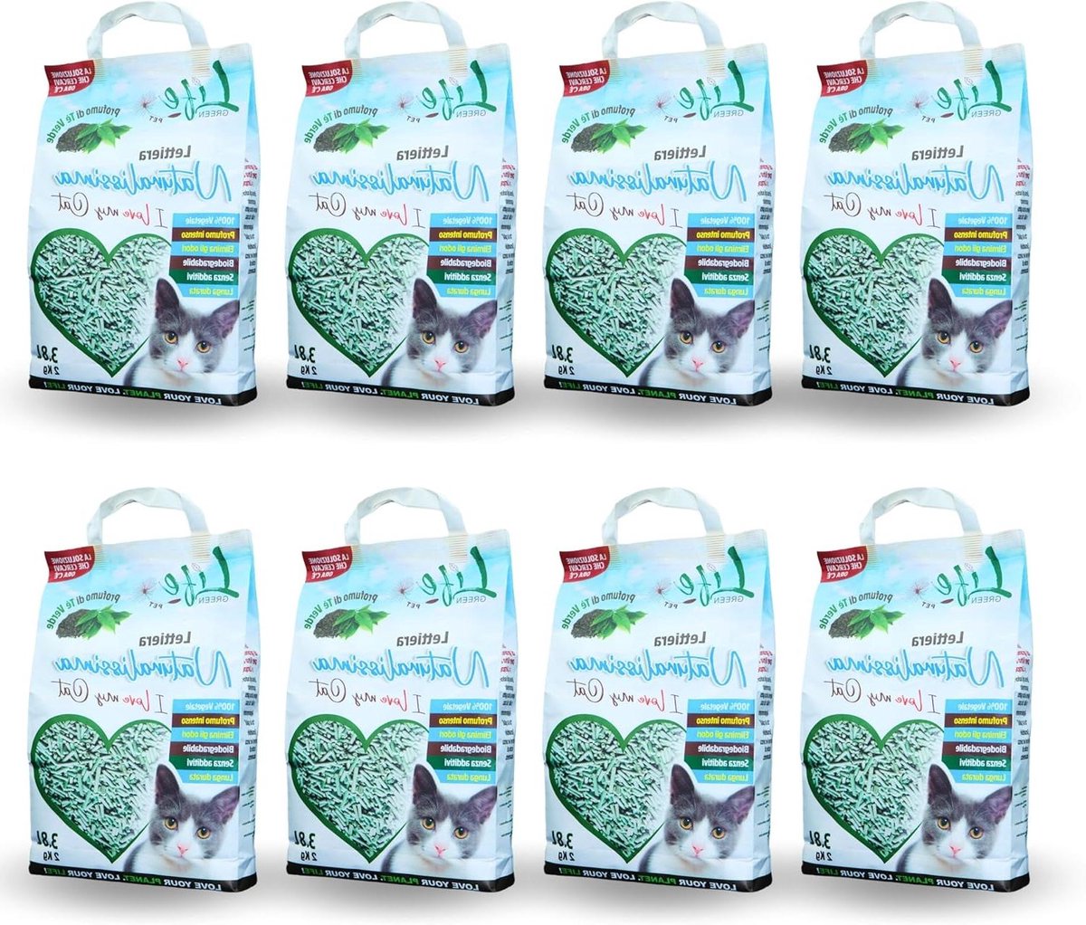 Kattenbakvulling - Plantaardige korrels - Kattenbak onderhoud - Geurremmend en klonterend - 16 kg - Groene thee