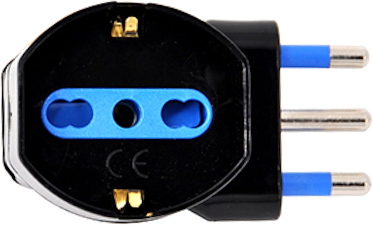 stekker 16 A tweepas/Schuko 90° bus 10/16 A 2P+T ruimtebesparend en stekker 16A 2P+T 1500W - kleur zwart
