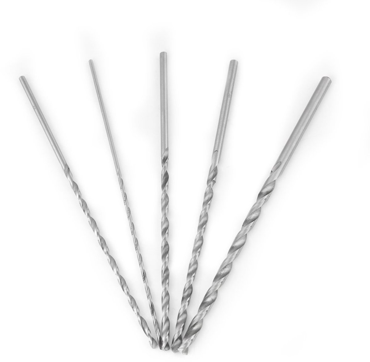 5 stuks extra lange houtboorset, lang, HSS-spiraalboor, metalen boorset, stabiel en scherp, nauwkeurig en gecentreerd, Ø 2, 3, 3,5, 4, 5 mm x 150 mm, voor hout, kunststof en aluminium