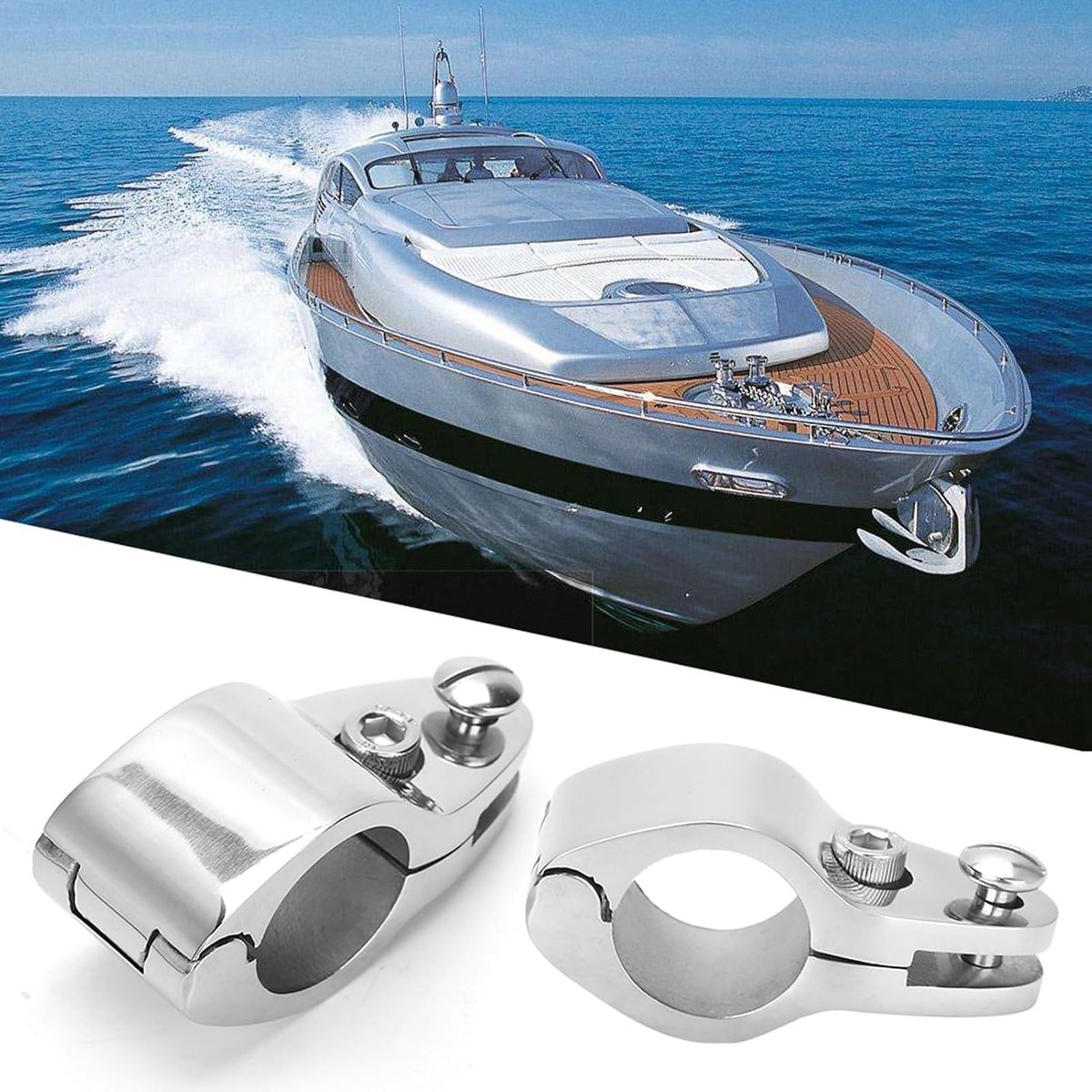 2-delig Boot Bimini Top Klappbacke Schieben, bimini top scharnier houder Marine Jaw Slide Hardware Buiskoppeling Buisklem voor boten Bimini Top Tube Clamp (25mm)