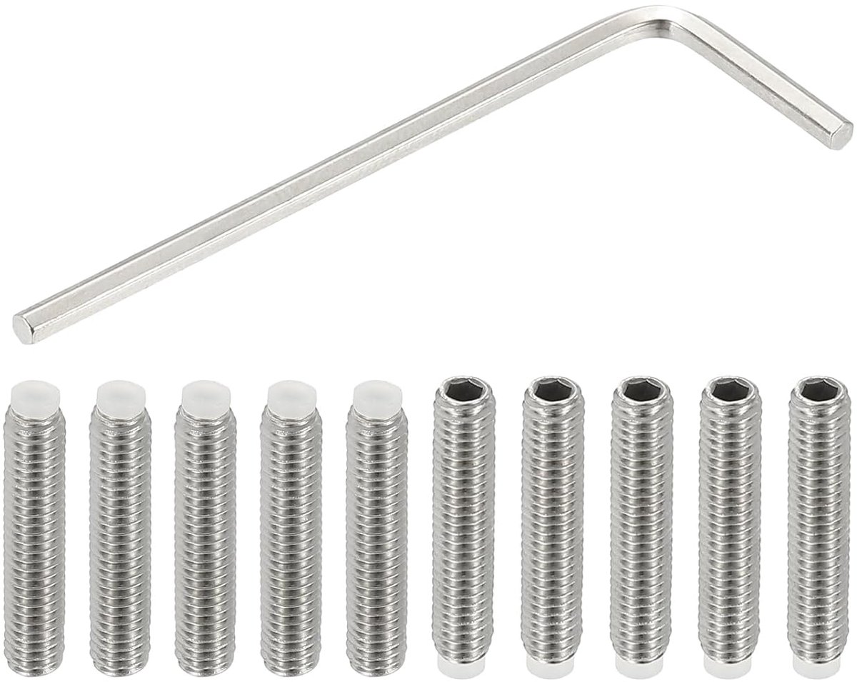 Schroeven zonder kop, nylon punt, M4 x 20 mm, 10 stuks, roestvrij staal, 304, metrisch, zeskantkop, dopsleutel, met punt, antislip, zeskantaandrijving, binnensleutel