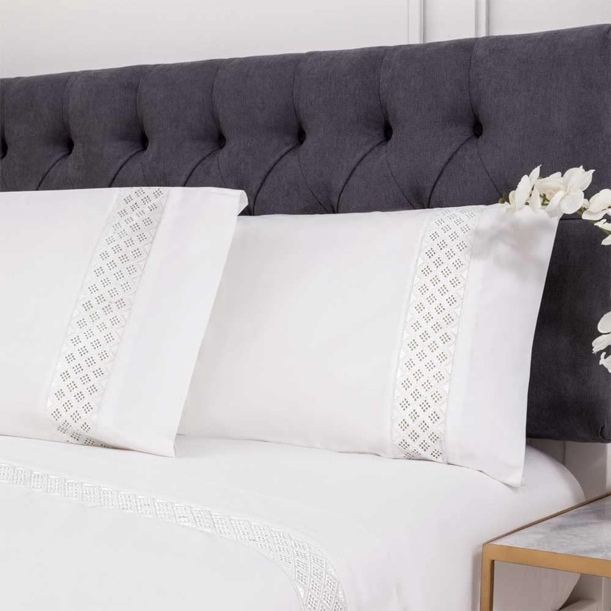 Percale katoen 100% 200 draden, wit bed 180 x 190/200, 100% percal katoen