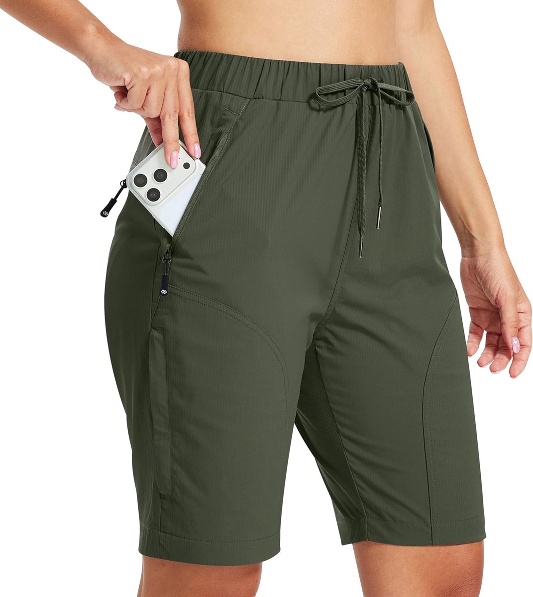 Shorts voor dames, korte broek voor trekking, wandelen, reizen, fietsen, sport, sneldrogend, waterdicht, met 5 zakken