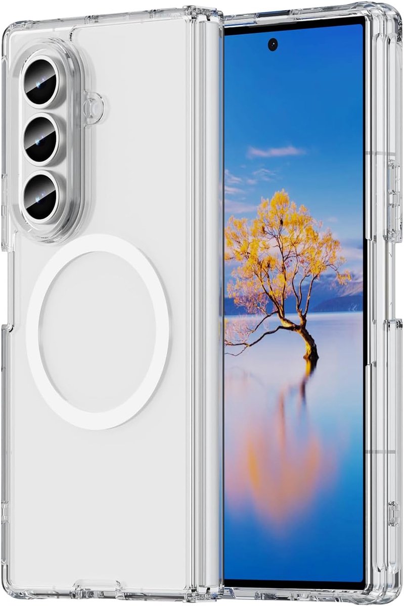 Hoesje voor Samsung Galaxy Z Fold 7 met MagSafe, anti-vingerafdruk, militaire bescherming, slanke hardcase telefoonhoes voor Samsung Fold7, transparant