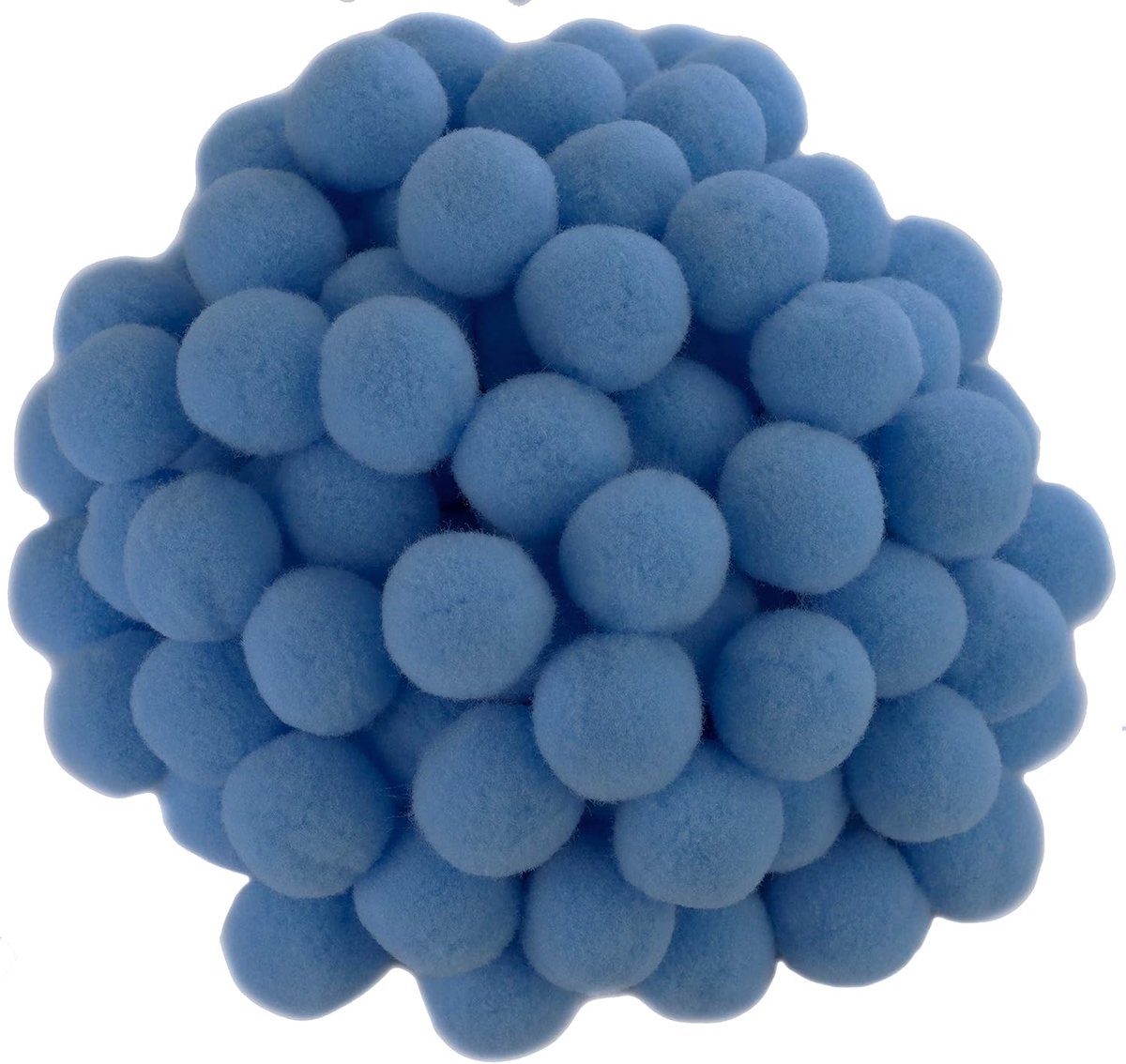 - C60466 - 100 pompons Ø20 mm - babyblauw - van textiel - slingers om zelf vorm te geven voor hobby korte voorwerpen decoratie naaien kleding borduurwerk