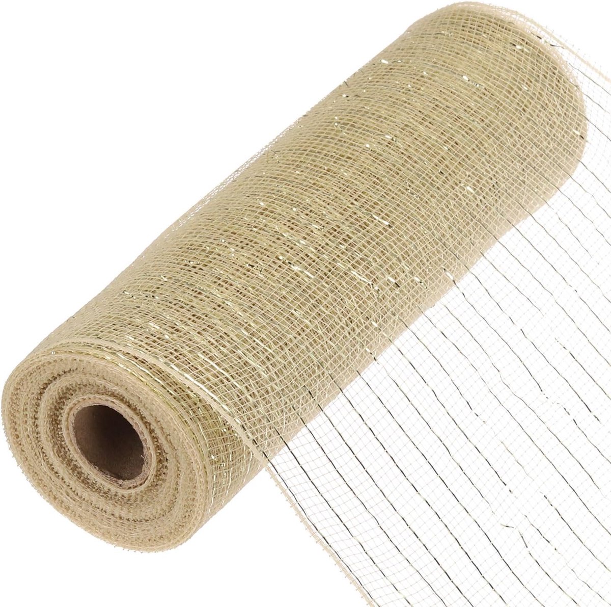 25,4 cm glitter polyjute mesh voor krans decoratieve mesh stof lint 10 yard voor herfst Pasen Kerstmis bloem strik champagne & goud