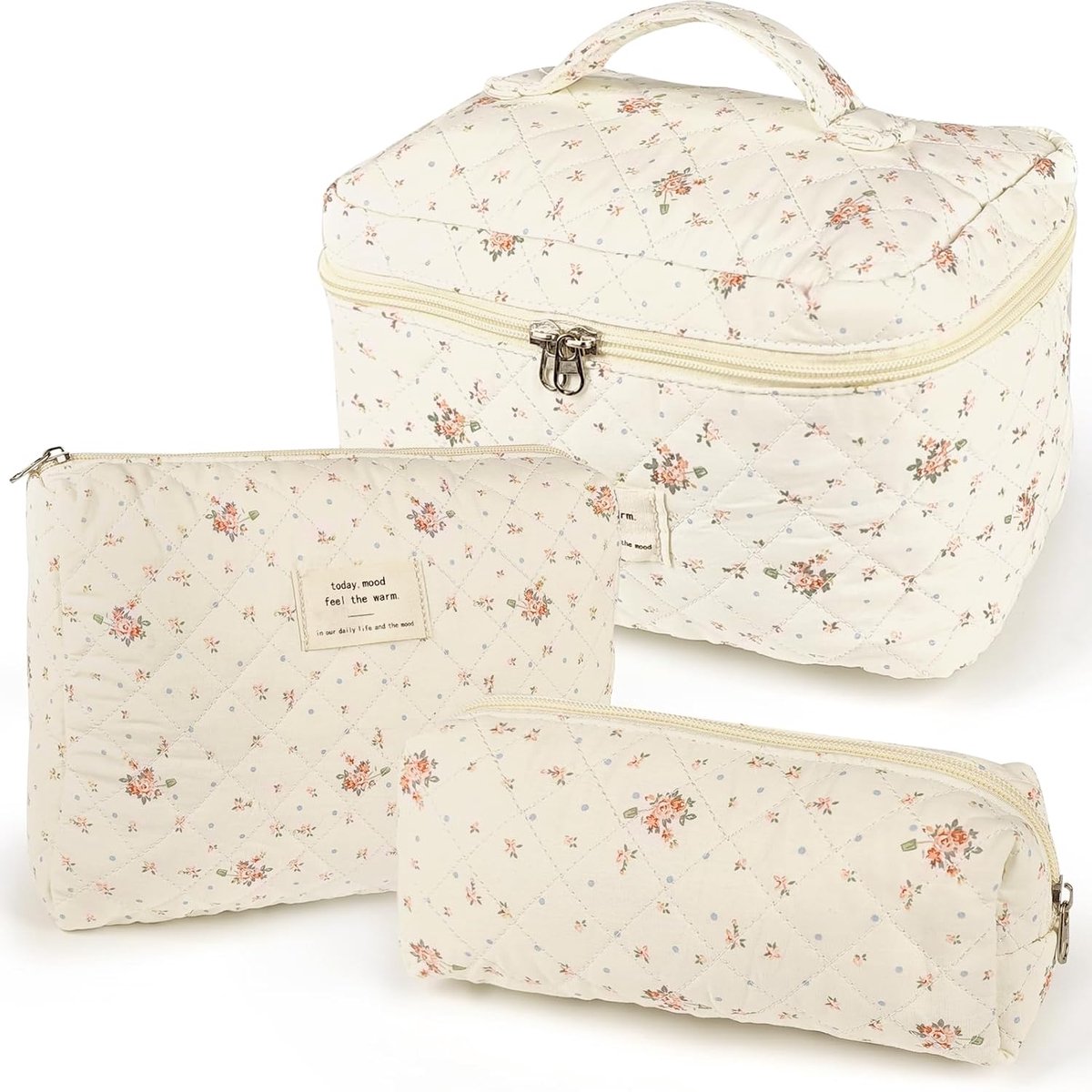 Beautycase voor Dames, Grote Make-uptas voor op Reis, Vernieuwde Katoenen Cosmeticatas, Makeup Bag, Organizer