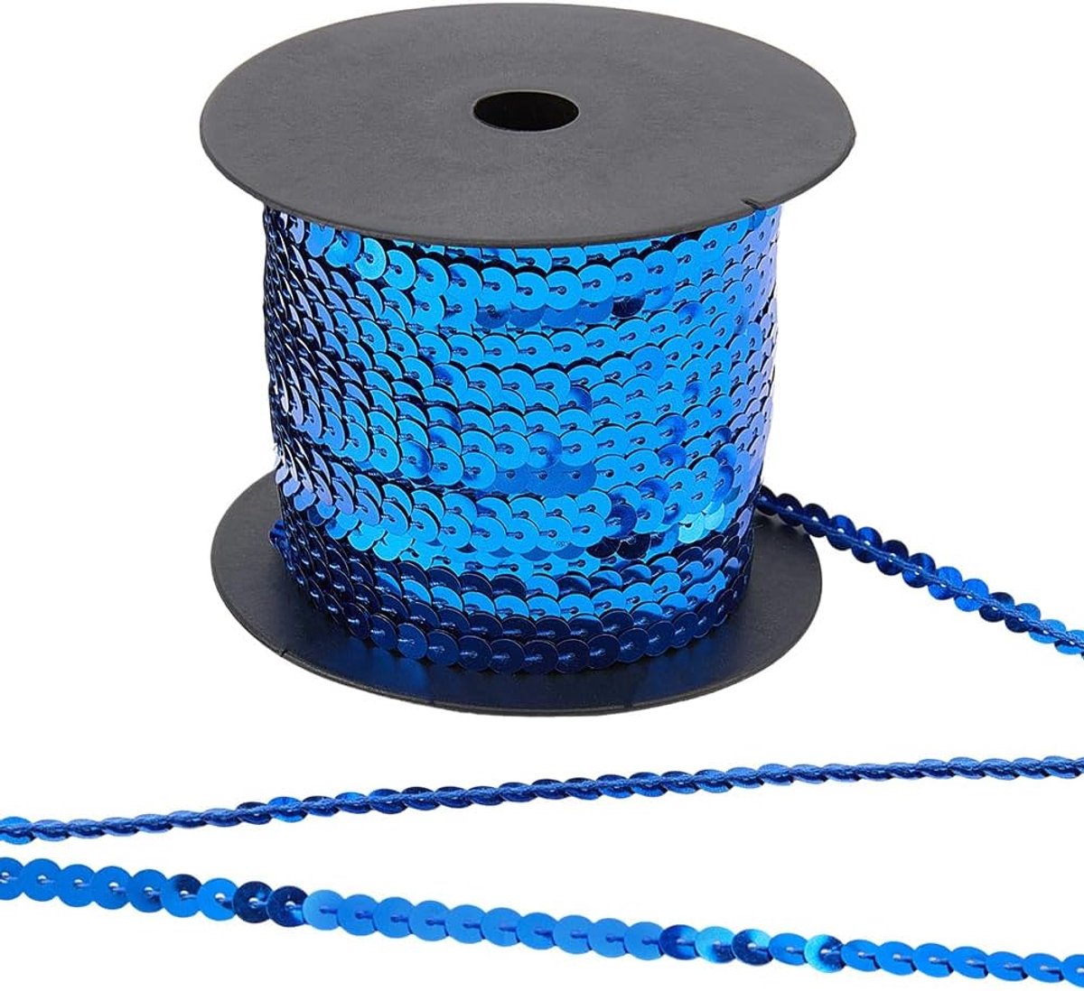 91,44 m 6 mm blauw lint met pailletten, versieringskoordjes, metallic glitter, paillettenstrook, platte glitterlinten voor naaiwerk, het maken van franjes, versieringen, kerstkostuumaccessoi