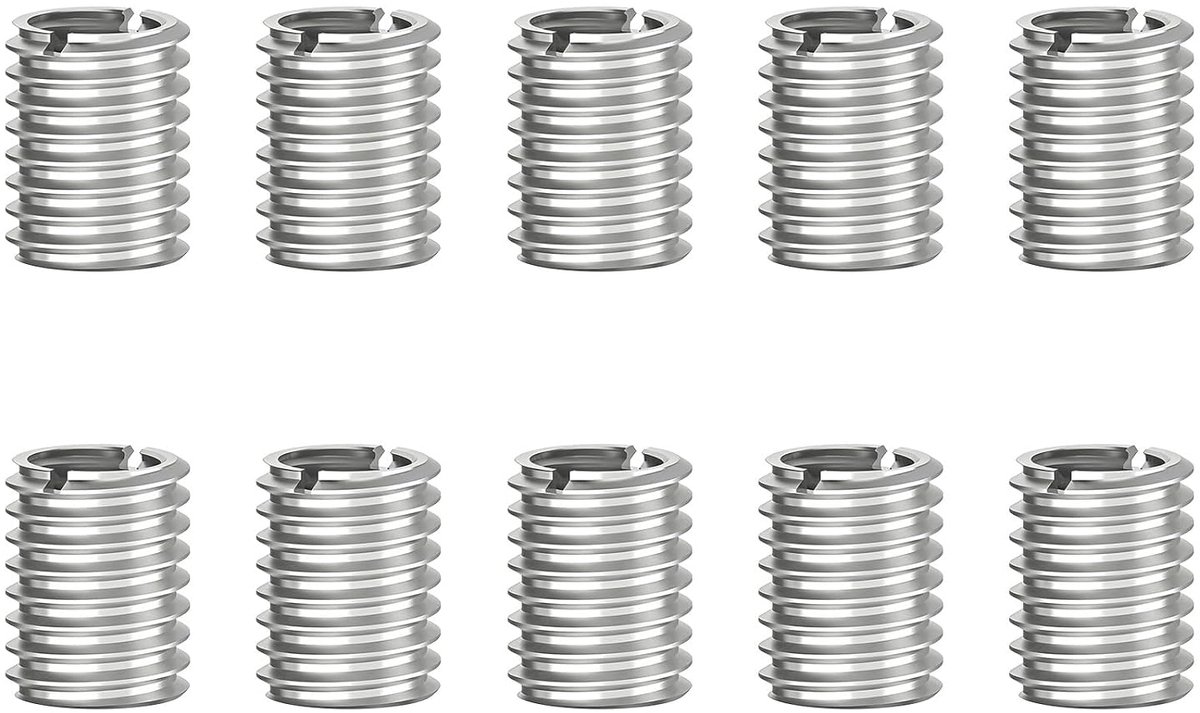 10 stuks schroefdraadhulzen M8 naar M6 – roestvrijstalen schroefdraadadapters van 304 staal – draadreparatieset voor auto’s, machines en industriële toepassingen