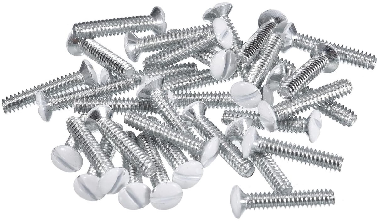 Schroeven, 3/4 inch lang, 6-32 schroefdraadschroeven, witte ovale kop gefreesde sleufplaatschroeven voor wandverlichting, elektrische afdekkingpaneelvervanging