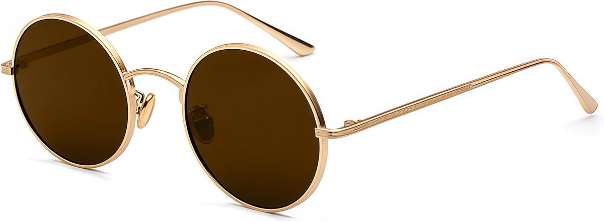 Ronde zonnebril voor heren en dames, retro jaren 90 steampunk cirkel metalen montuur bril