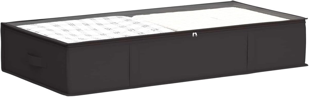 Opvouwbaar Antracietkleurig Non-Woven Stof | Transparant PVC-venster, Dubbele Ritsen, Handgrepen, Voor Onder Bed of Kledingkast
