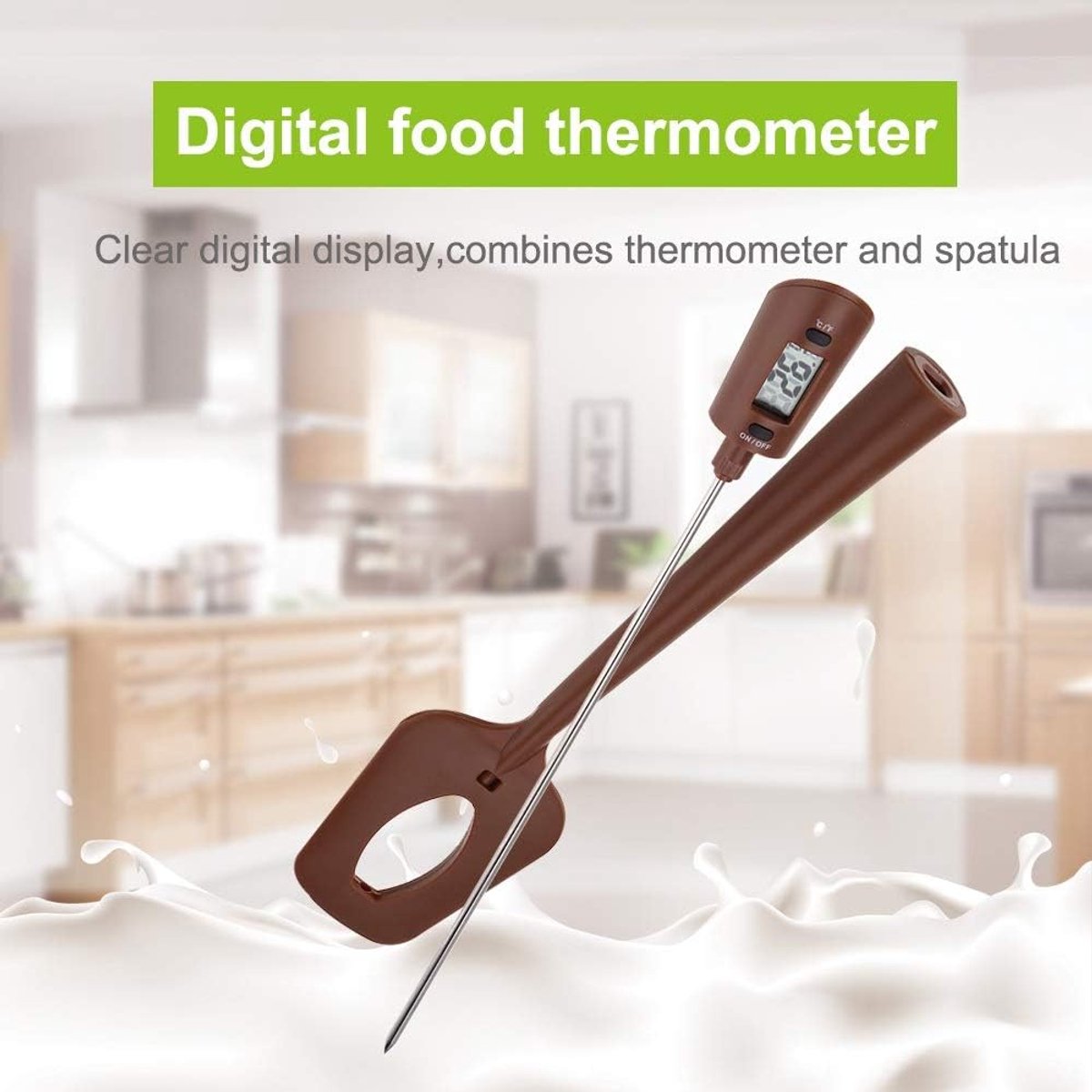 Thermometer voor sauzen, keuken, draagbaar, keuken, snoepspatel, temperatuurlezer, roerder, nylon + siliconen, ideaal voor chocolade, crèmes, sauzen en siroop