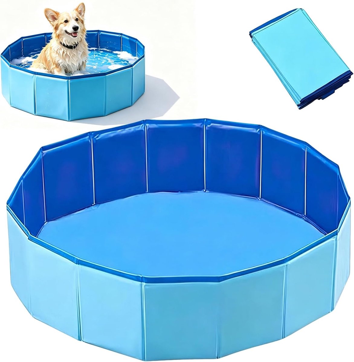 Hondenzwembad voor grote en kleine honden, 50 x 10 cm opvouwbaar hondenbad, stabiele hondenbadkuip, draagbaar antislip hondenbad voor grote, middelgrote en kleine honden