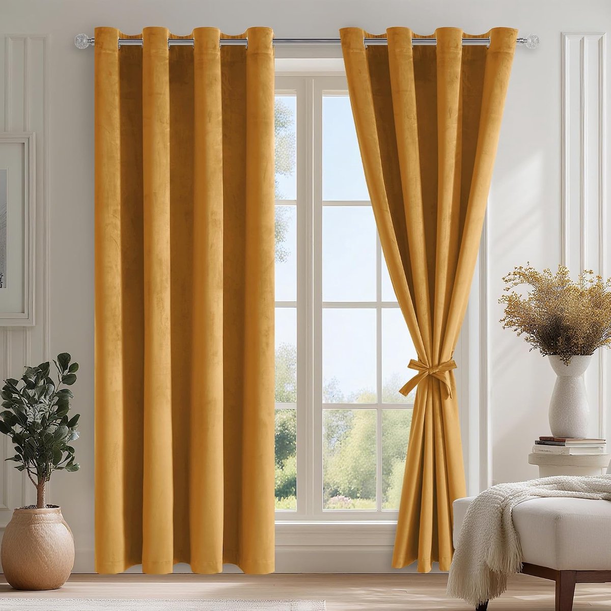 Fluwelen gordijn, semi-ondoorzichtig, 140 x 225 h cm, 2 stuks, luxueus, modern, zacht, gordijn met 2 gordijnhouders, ondoorzichtig, thermisch, isolerend, fluweel, voor slaapkamer, woonkamer
