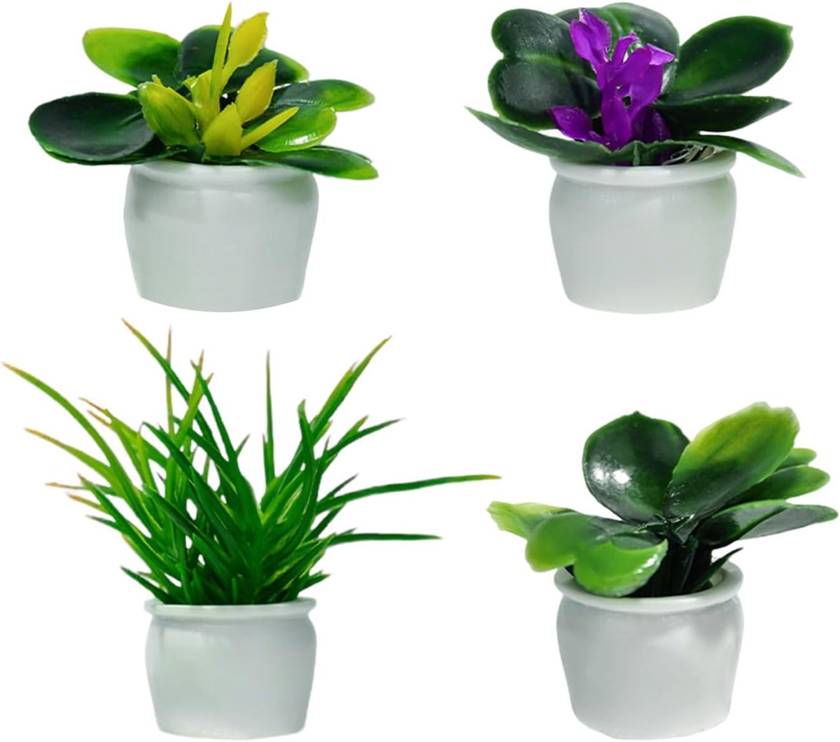 8 stuks miniatuur potplanten, levendige mini kunstmatige bonsaiplanten, hars klein poppenhuis bloempot decor, 1:12 realistisch nep groen ornament, schattige plantenbakmodellen voor doe-het-zelf