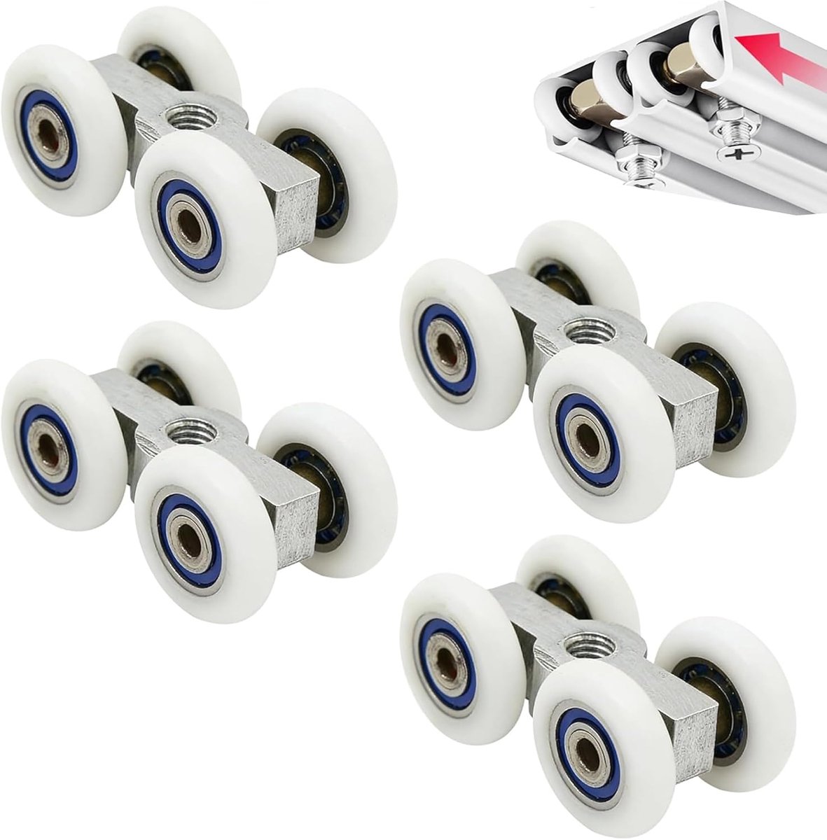 4 stuks 20 mm schuifdeurrollers, glazen deurwielen en douchecabine wiellopers (M6, stil)