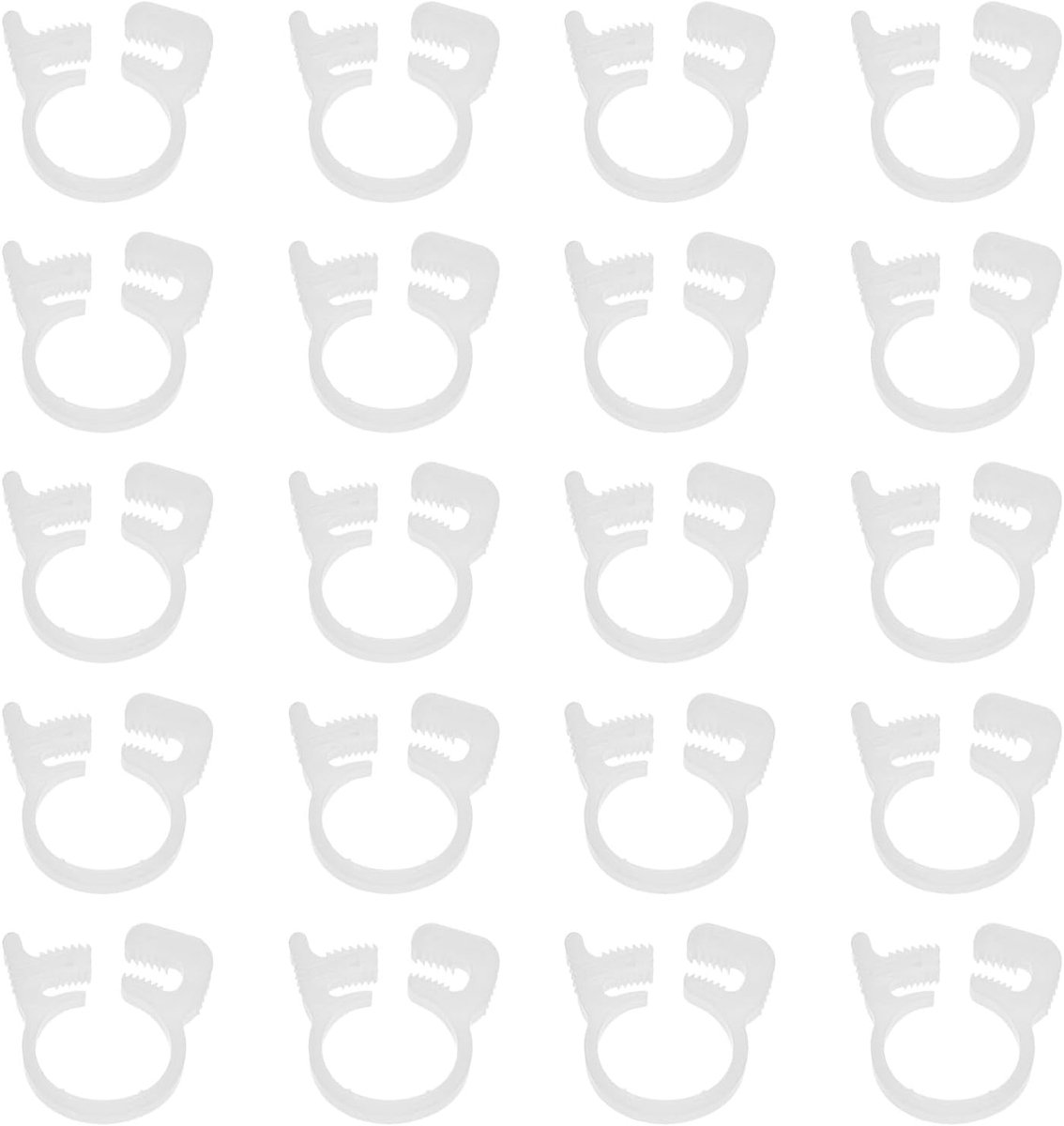 20-pack dubbele grijpende nylon slangklemmen, 7/16 inch 11,4-12,4 mm dubbele klikgreep verstelbare ratelklemmen voor aansluiten/bevestigen/afdichten/afdichtingsslang/buizen/buisklem [wit]