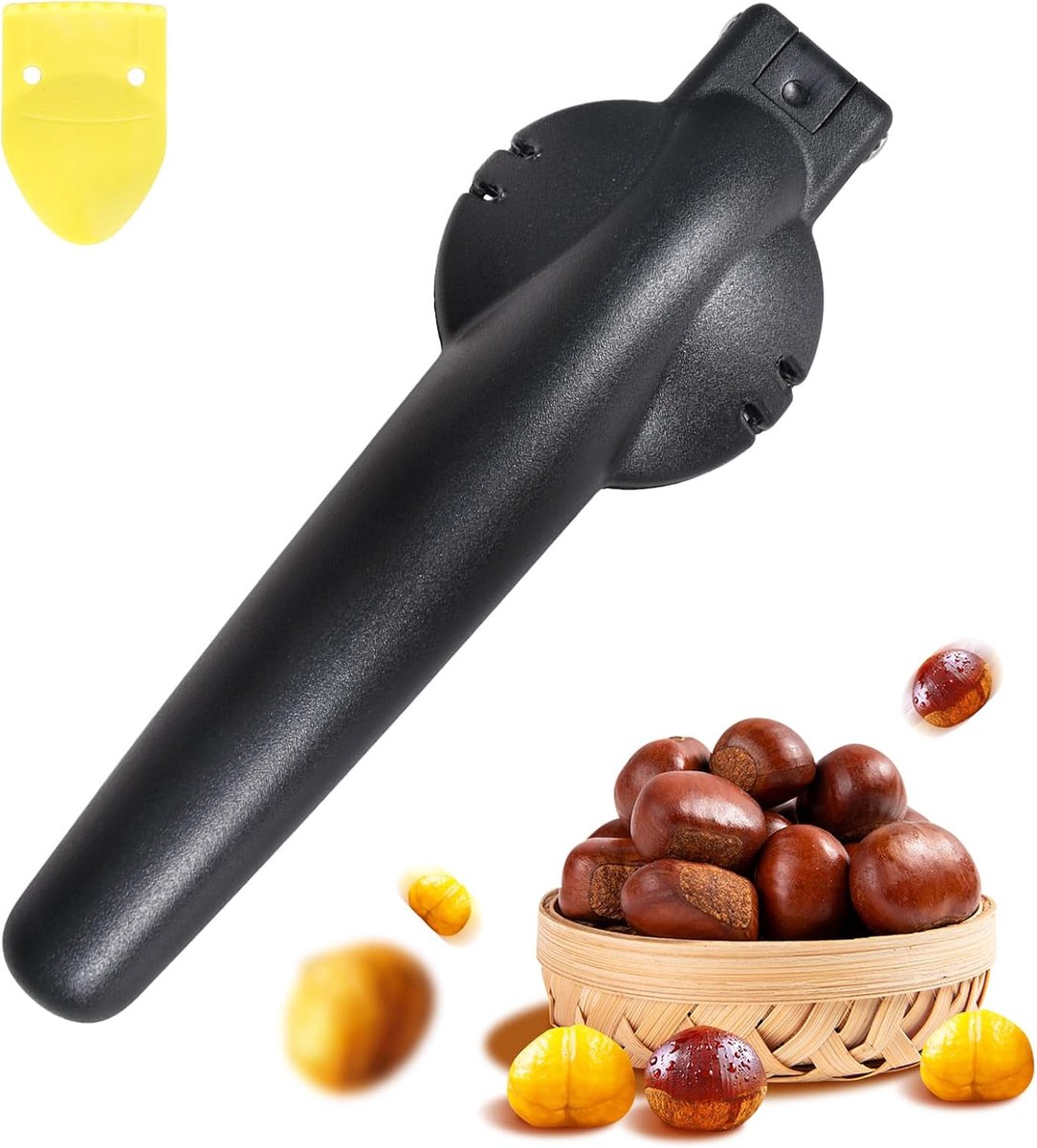 Kastanjepers, kastanje-tang, kastanjetang voor kastanjes, notenkraker van kastanje, multifunctionele kastanjeopener, zwart