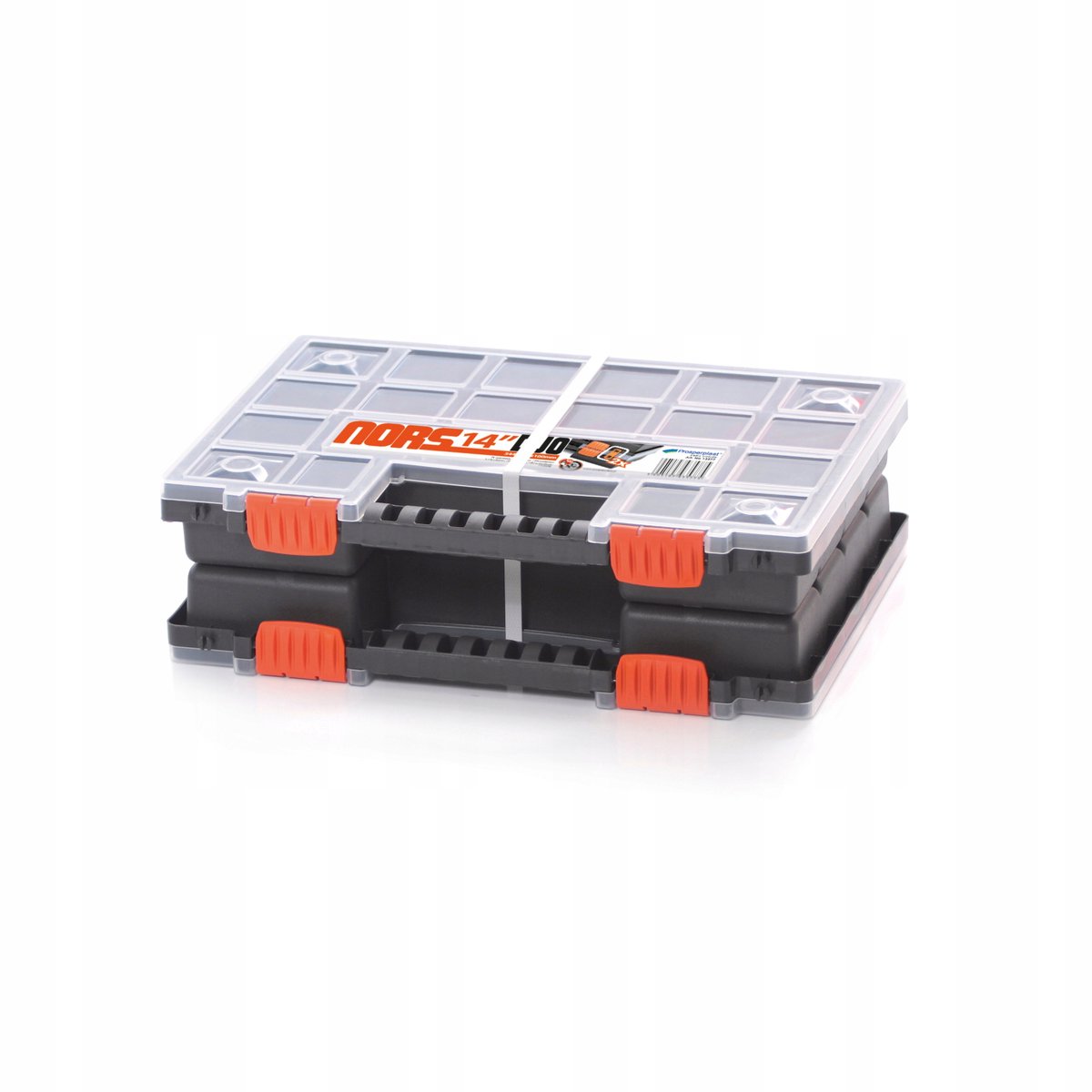 Dubbele Organizer met Deksel - 34,5x25x10 cm - Zwart