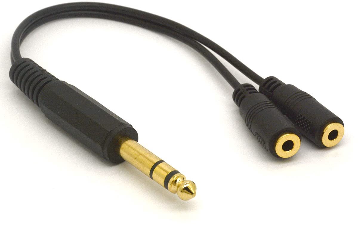 6.35 to 0.3 cm Cable Splitter, 1/4" TRS Stereo Jack Male to Dual 1/8" (Mini) Female Y Adapter Cord (20cm) - ShopVlot