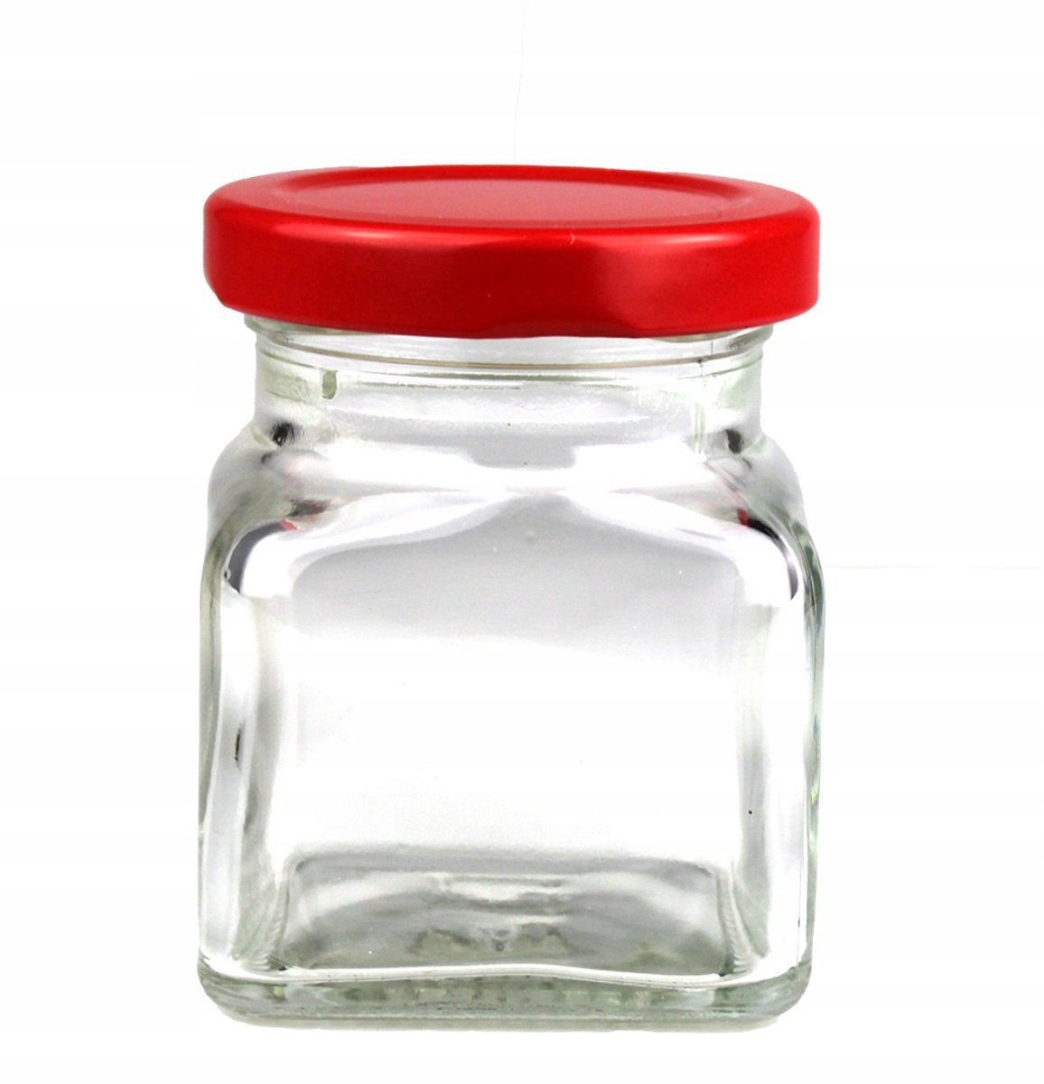Glazen potje 120 ml met rode deksel voor kaarsen maken