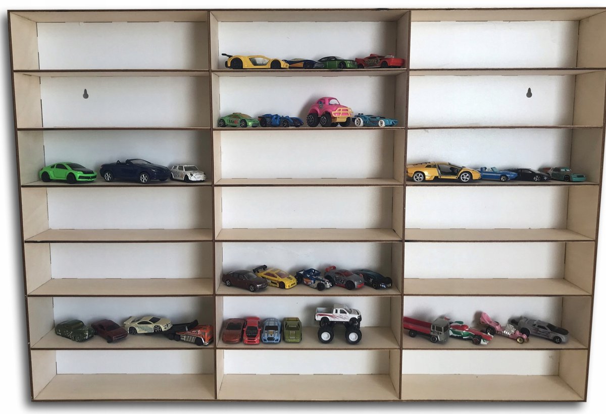 Houten Speelgoedautootjes Display Wandrek - 79.7cm Breed