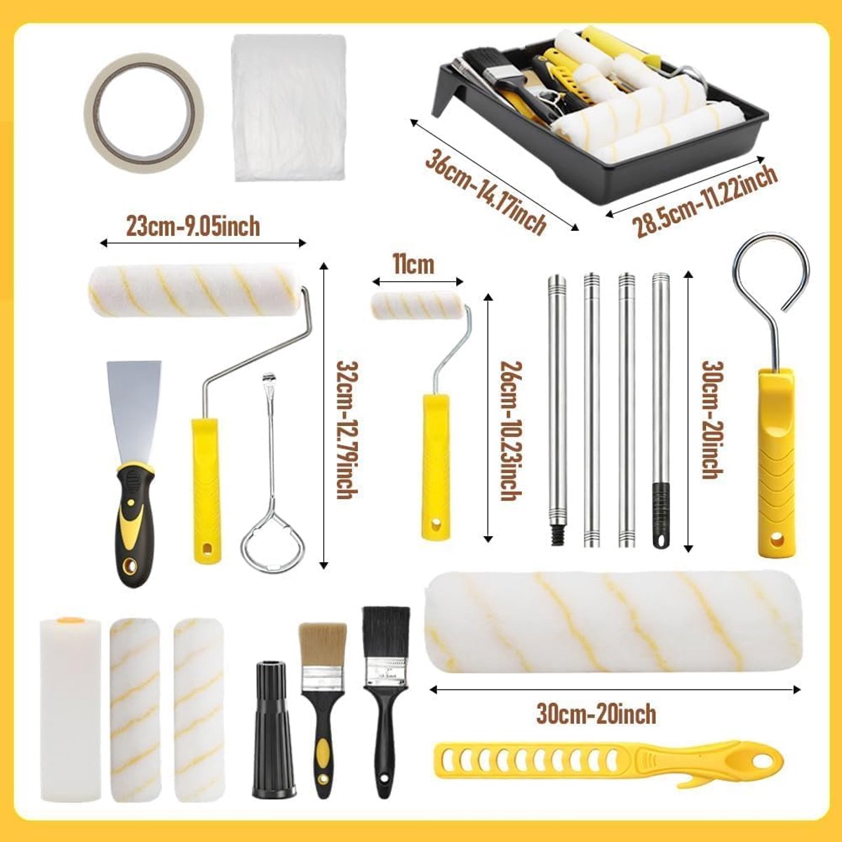Verfrollerset 18-delig - Telescoopstang - Schilderset met accessoires - Ideaal voor renovatie - SnelShoppen