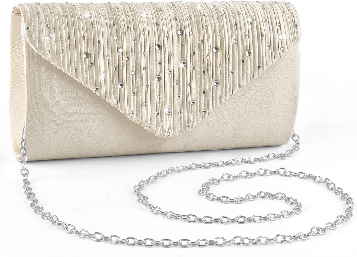 Clutch voor bruiloft - Suede met afneembare ketting - Handtas voor feesten - Elegant voor speciale gelegenheden - SnelShoppen