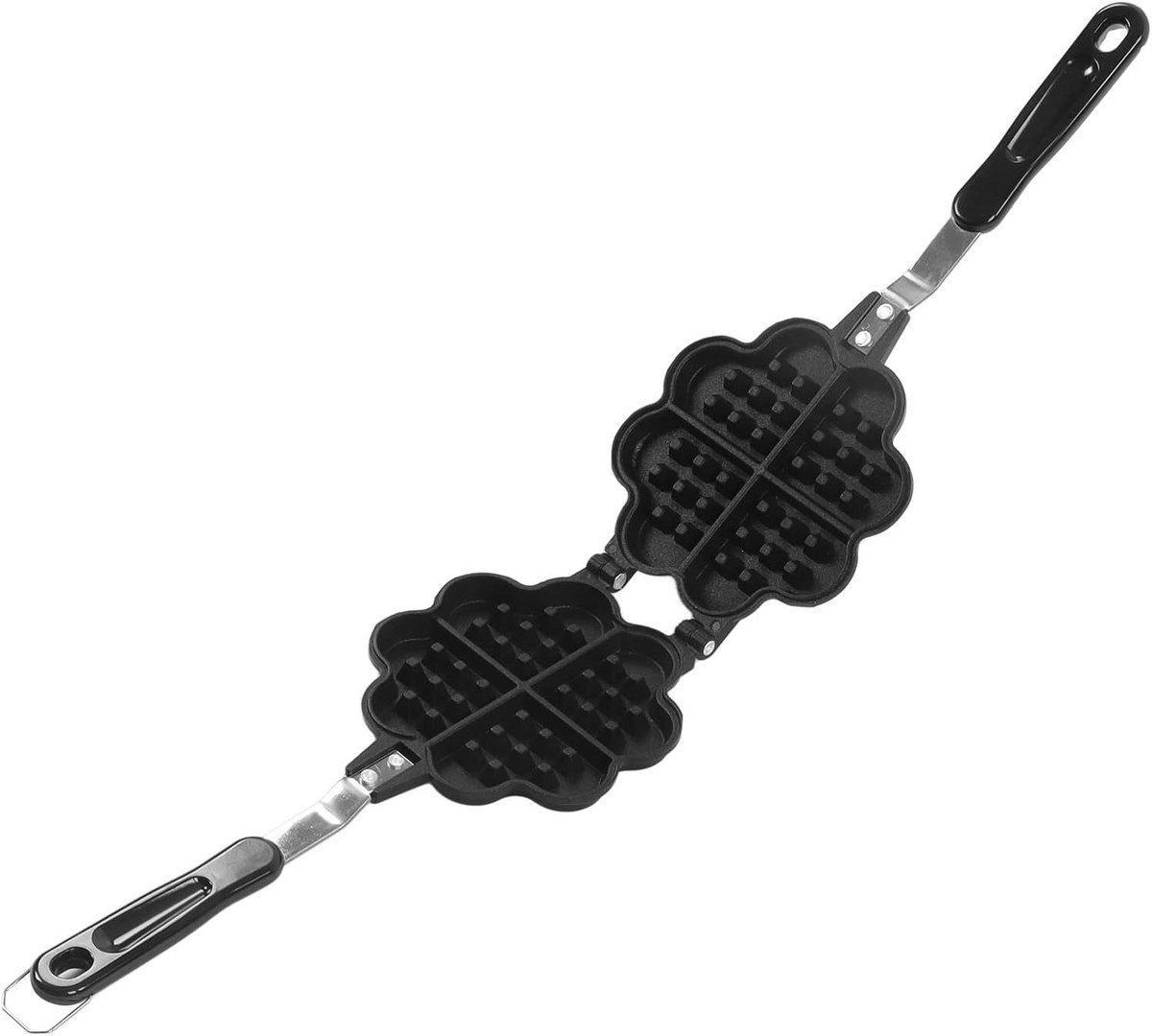 Hartvormige Wafelmaker - Wafelijzer Mini - Zelf Wafels Maken - Dubbelzijdige Verwarming - 35 x 14 cm - Zwart
