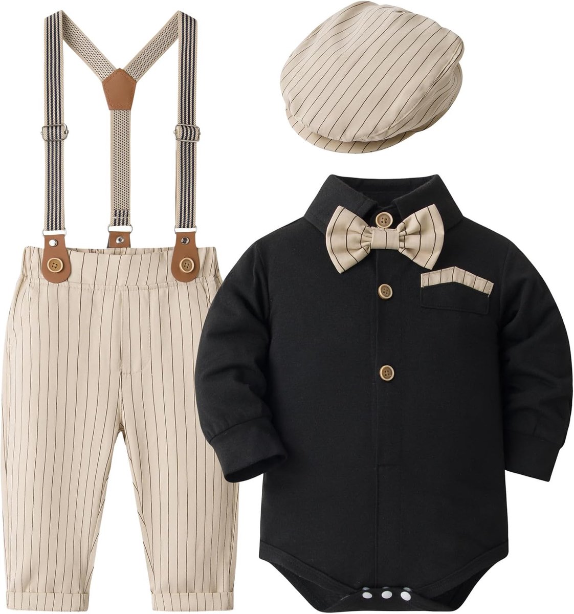 Baby jongens kleding set met strikje - tuinbroek - schattig - perfect voor speciale gelegenheden - SnelShoppen