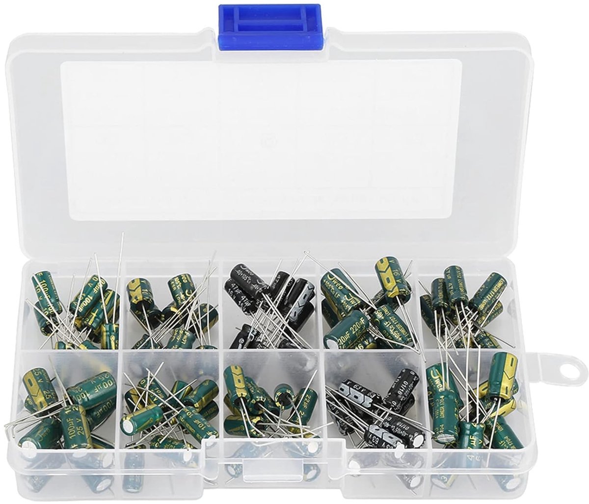 Electrolytische condensatoren assortiment kit 10V-63V - 100 stuks 10UF-470UF - Voor audio toepassingen - SnelShoppen