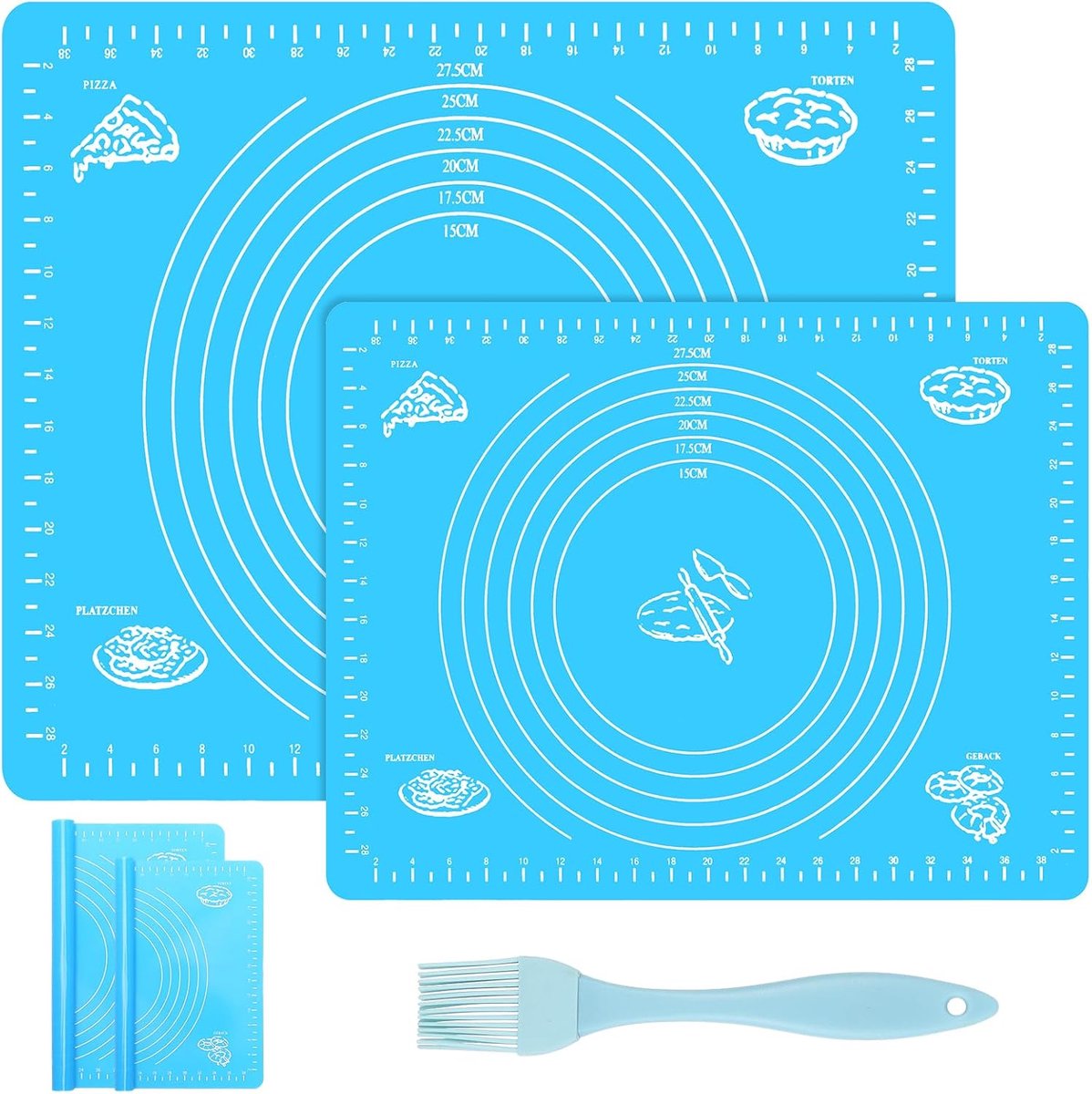 Silicone bakmat 30 × 40 cm - ruimtebesparend oprolbaar - met olieborstel - ideaal voor deeguitrollen - SnelShoppen