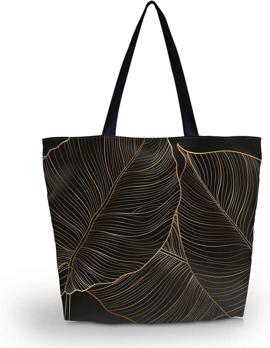 Schoudertas boodschappentas 43 x 35 x 10 cm - Vouwbaar - Lichtgewicht stof - Ideaal voor boodschappen - SnelShoppen