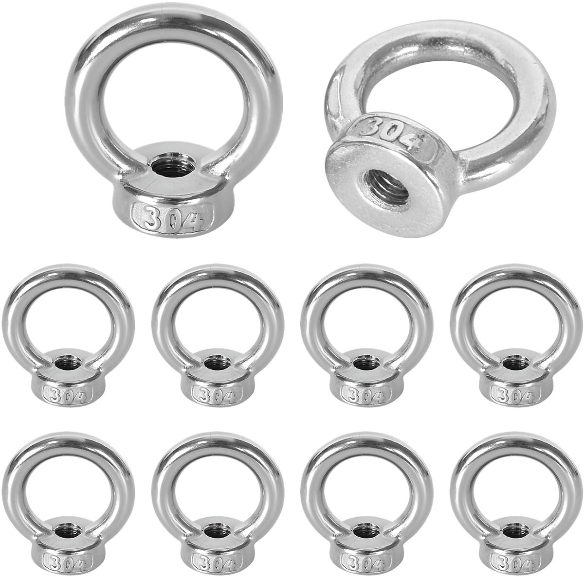 Oogbout M6 - RVS 304 - 10 Stuks - Voor het ophangen van ornamenten - SnelShoppen