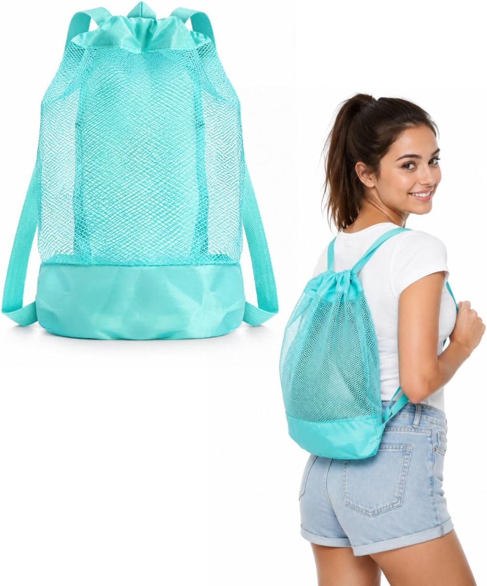 Strandtas groen 23 x 50 cm - gaasdoek - zandbestendig - ideaal voor kinderen - SnelShoppen