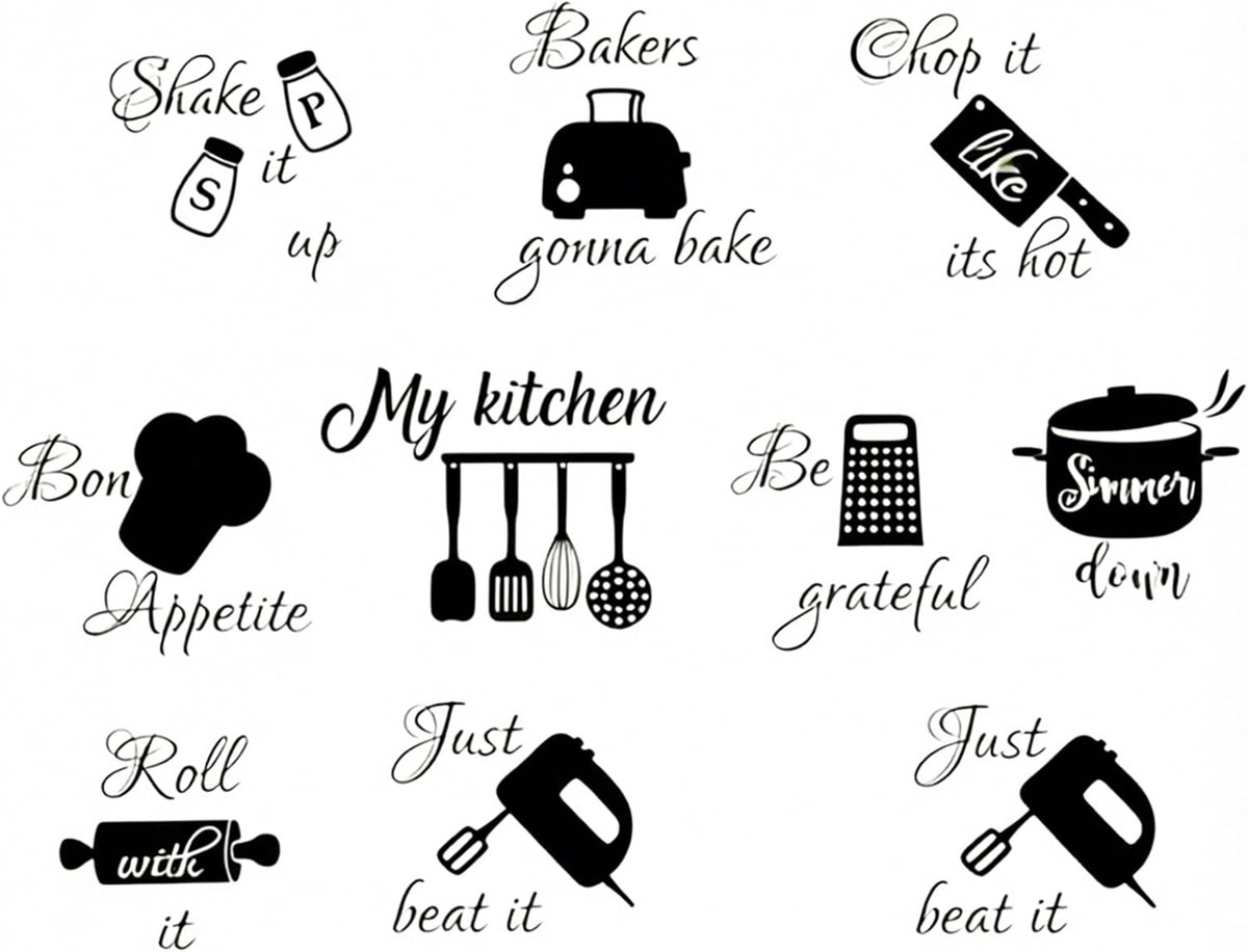 Decoratieve stickers voor de keuken - zelfklevend vinyl - waterdicht voor muren en kasten - minimalistisch design - SnelShoppen