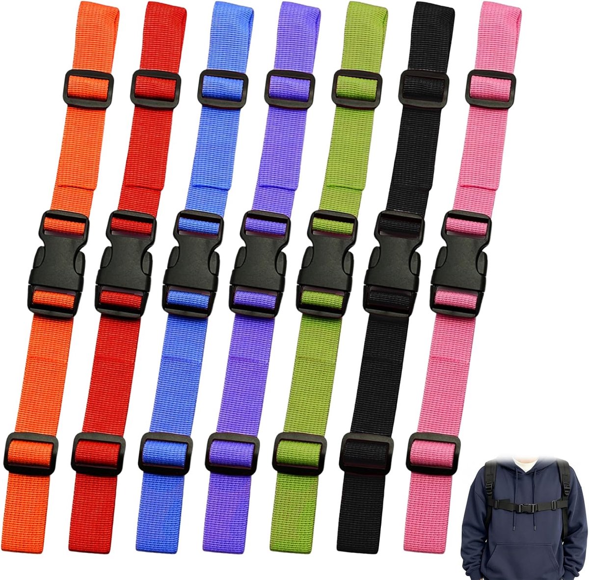 verstelbare rugzak borstband snelsluiting heuptas riemen - universele extender - 7 stuks - SnelShoppen