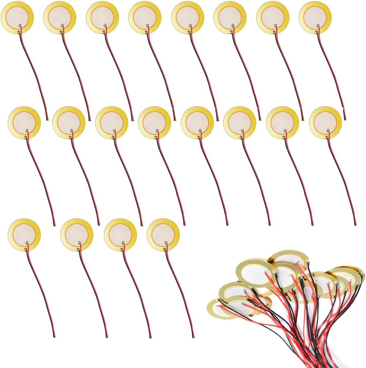 Piezo elementen buzzer Ø 27mm - akoestische sensor - duurzaam materiaal - ideaal voor elektronica - SnelShoppen