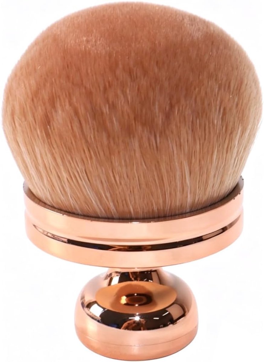 Kabuki make-upborstel 74 mm - Rose Gold - grote ovale borstelkop - voor bruiningslotion en zonnebrandcrème - SnelShoppen