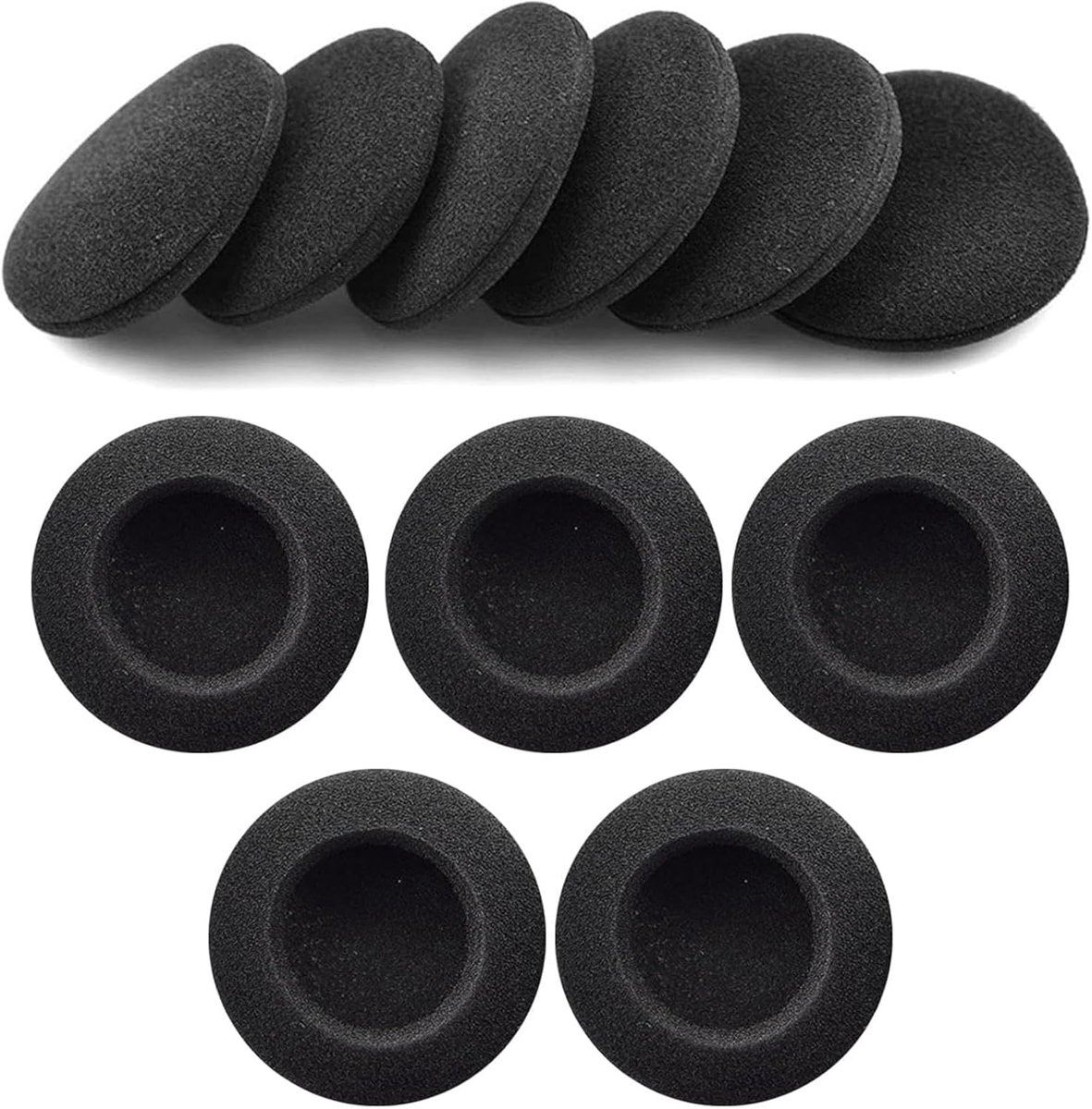 Hoofdtelefoon Oorkussens 6cm - Foam Vervangingskussens - Zwart - Comfortabel luisteren - ShopVlot