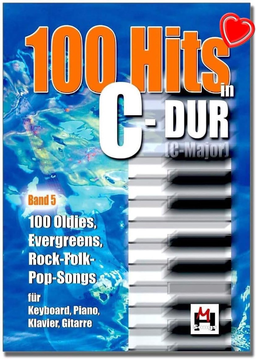 Piano songboek 100 hits in C majeur - 100 oldies en evergreens - voor keyboard en gitaar - ShopVlot