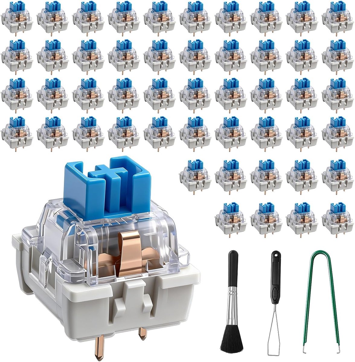 mechanische toetsenbordschakelaars 50 stuks - blauwe 3-polige schakelaars - stofdicht en nauwkeurig - ShopVlot