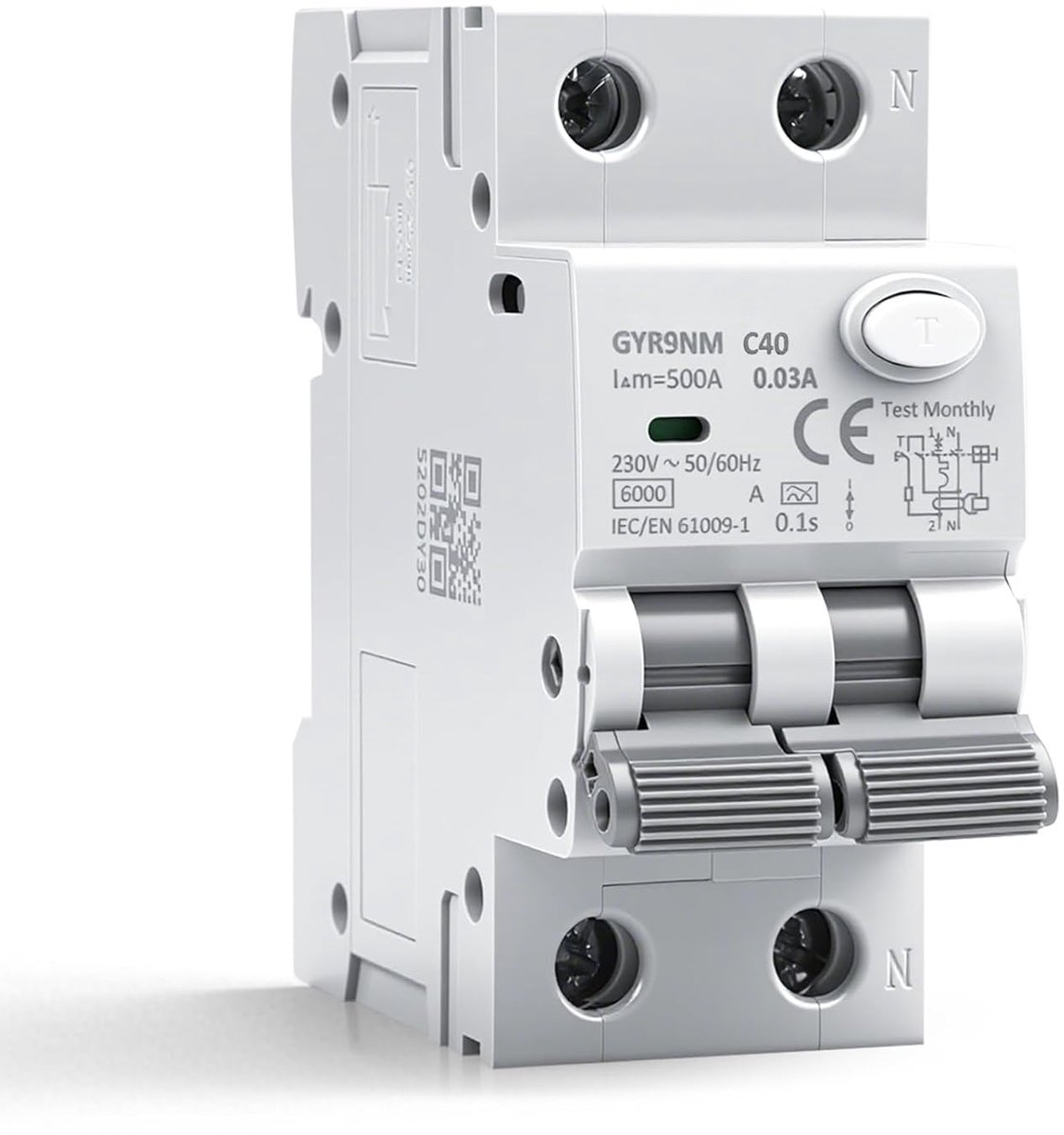 RCBO 6KA MCB RCD - 40 A 30 mA - 1 P+N Type A - Aardlek- en overstroombescherming - ShopVlot