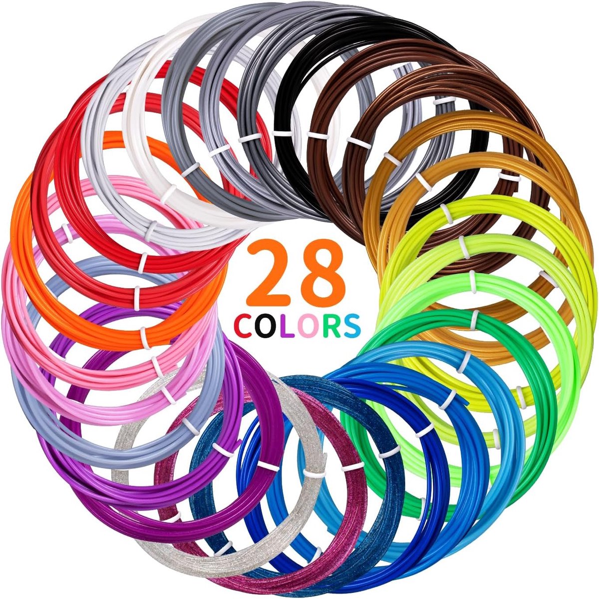3D Pen Filament 28 Kleuren - 1.75mm PLA - Geschikt voor MYNT3D SCRIB3D Pen - Creatief 3D Ontwerpen - ShopVlot