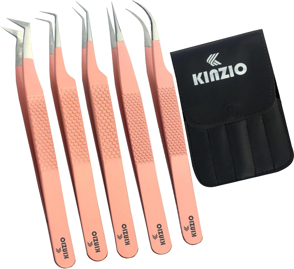 Wimper Tweezers Set van 5 - Japanse RVS - Recht, Gebogen, 45-90 Graden - Perfect voor Wimperextensions - ShopVlot
